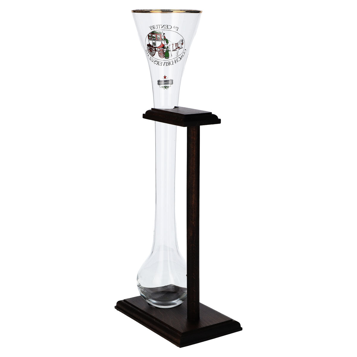 Verre à bière Heineken, verre boule, 0,73 l, soufflé à la bouche, avec support en bois, décoratif – Vue 4