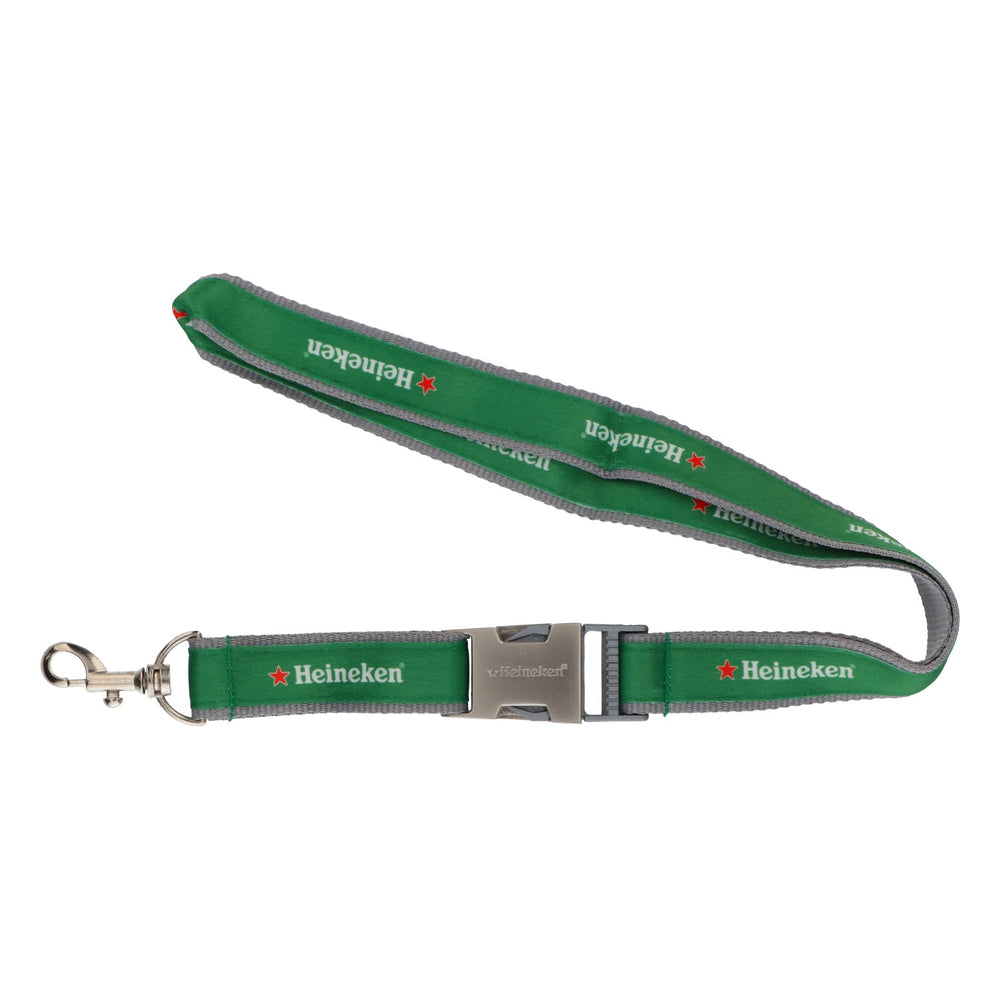 Lanière Heineken avec décapsuleur et boucle métallique verte/grise
