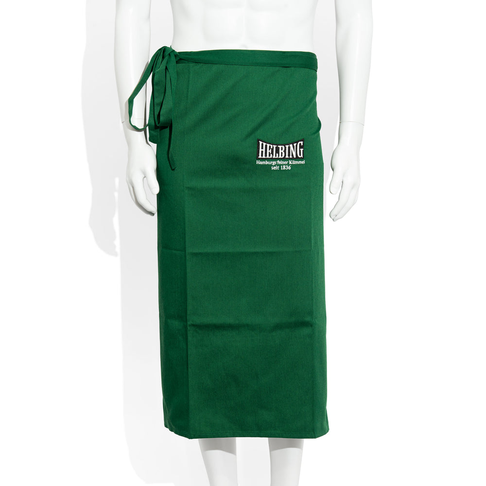 Helbing - Verre à schnaps - Tablier de bistrot long vert en tissu mélangé - Tablier de serveur au cumin