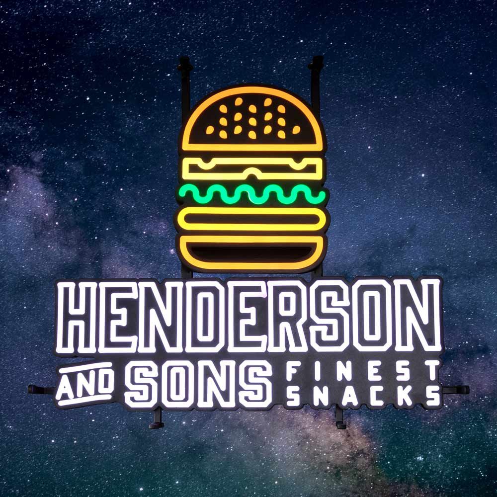 Enseigne lumineuse Henderson LED néon panneau burger d'intérieur dimmable pour bar