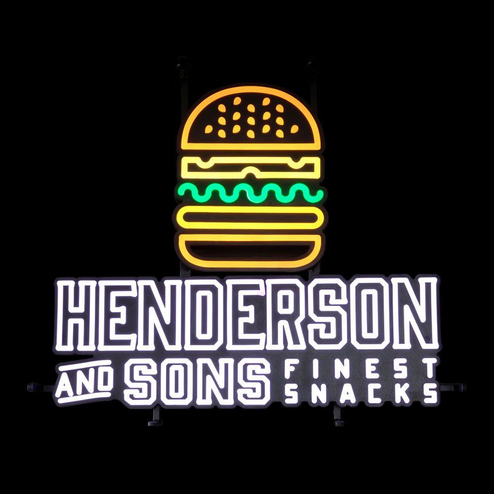 Enseigne lumineuse Henderson LED néon panneau burger d'intérieur dimmable pour bar – Vue 2