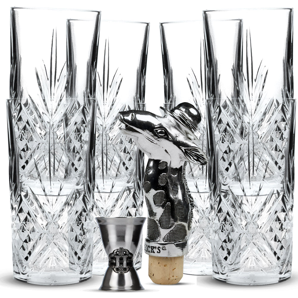 Hendricks Gin Bar Bundle Set II composé de 6 verres LD, 1 doseur, 1 bec verseur en métal