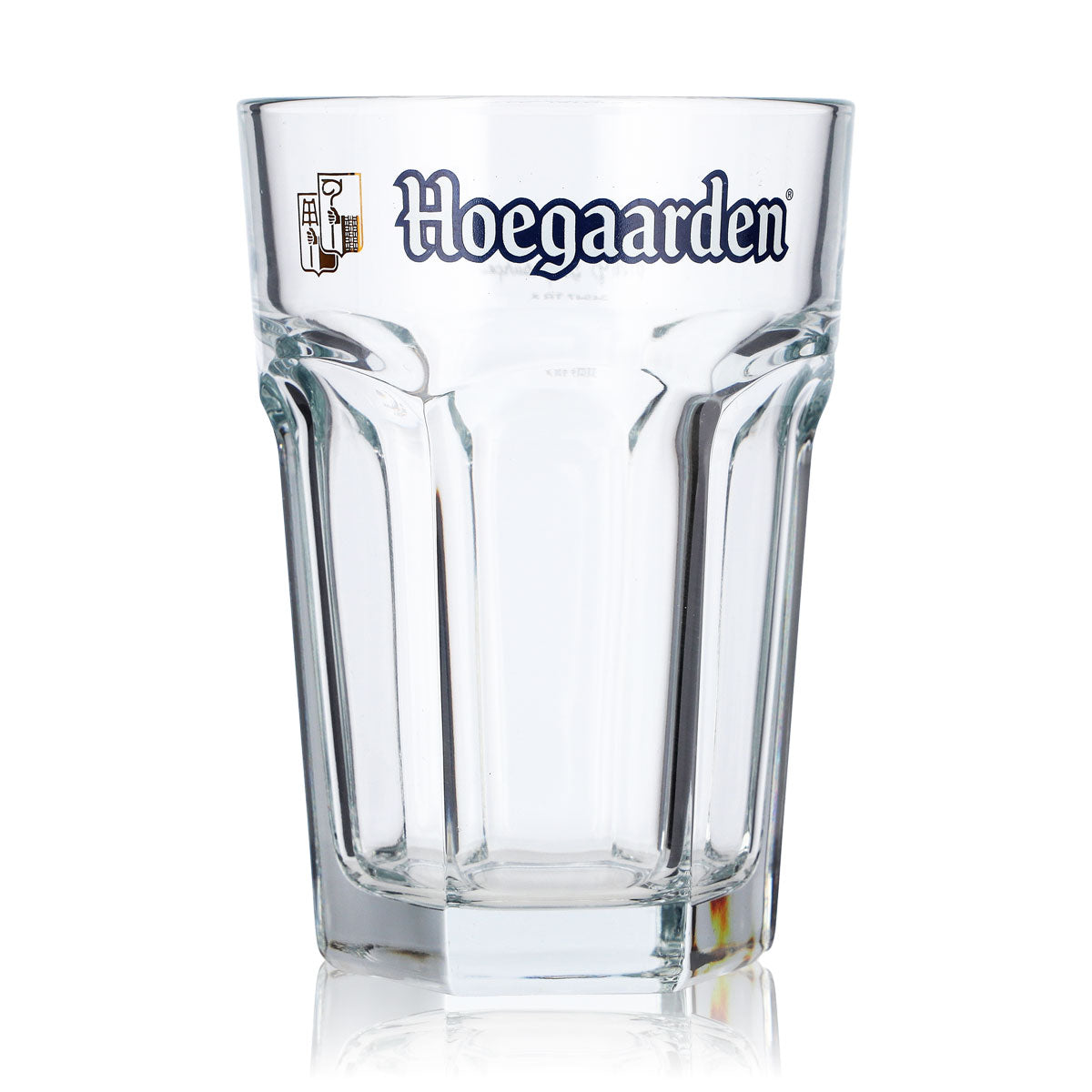 Verre à bière Hoegaarden 0,33 l, en relief, blanc/logo bleu, verre à bière Pasabahce