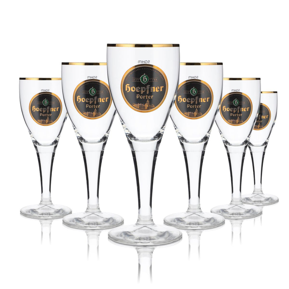 Hoepfner verre à bière 0,2l coupe Porter bord doré tulipe brasserie Kralsruhe Baden