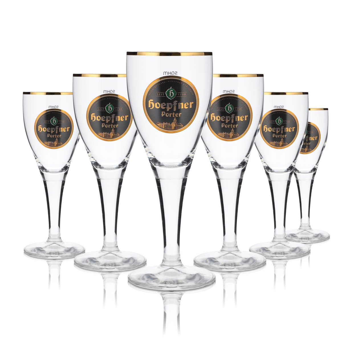 Hoepfner verre à bière 0,2l coupe Porter bord doré tulipe brasserie Kralsruhe Baden