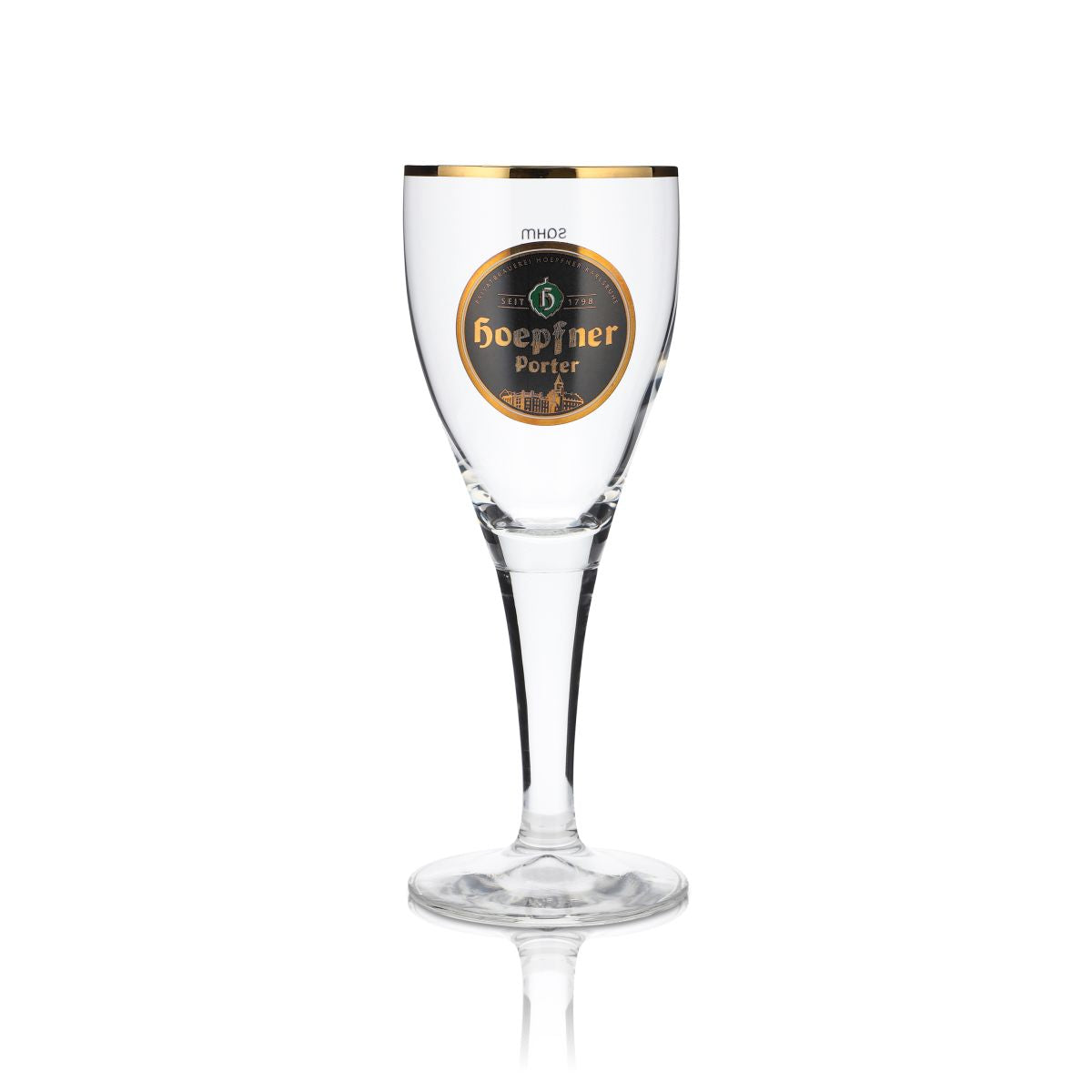 Hoepfner verre à bière 0,2l coupe Porter bord doré tulipe brasserie Kralsruhe Baden – Vue 2