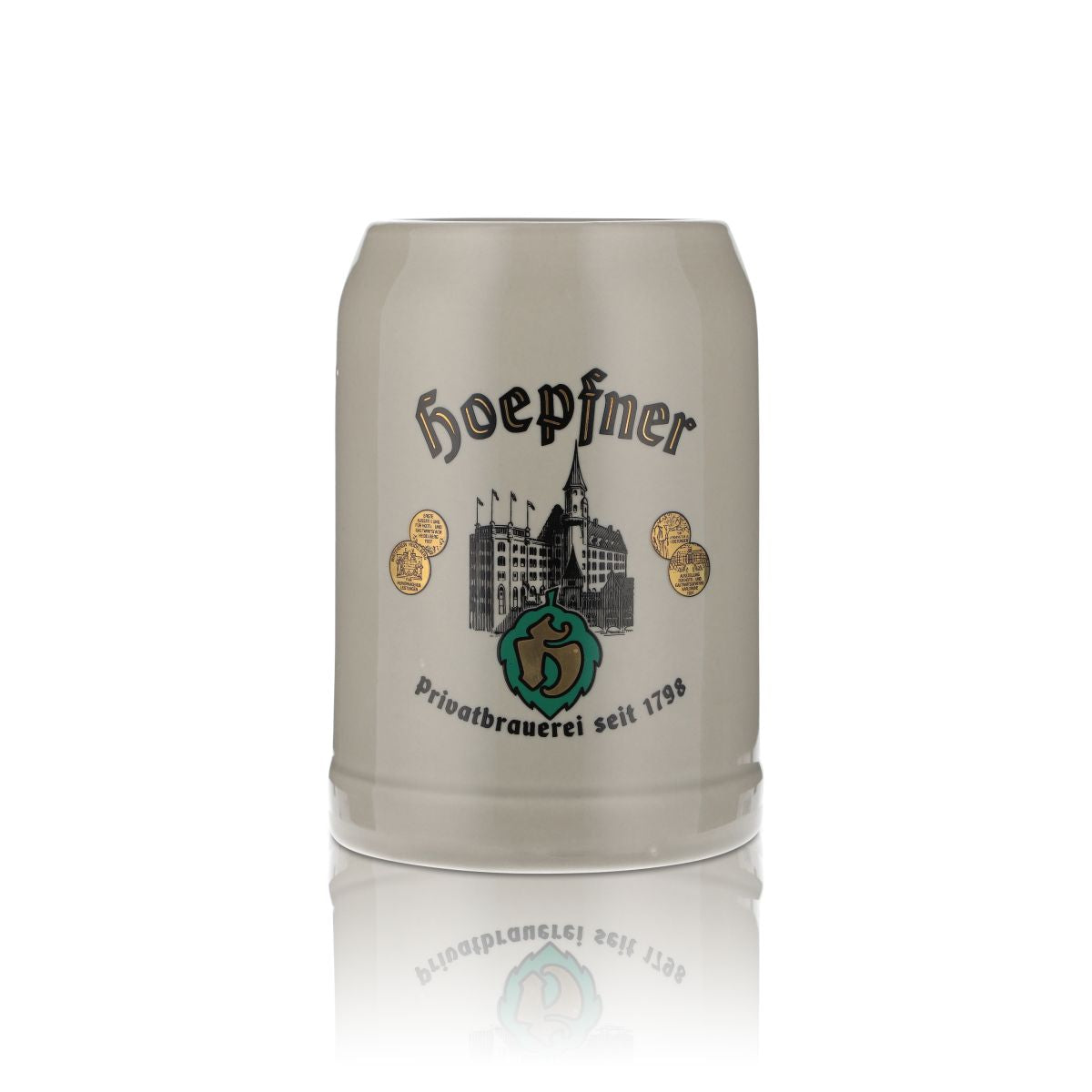 Hoepfner Pichet en terre cuite verre 0,5l faïence Humpen Seidel Rare connaisseur amateur