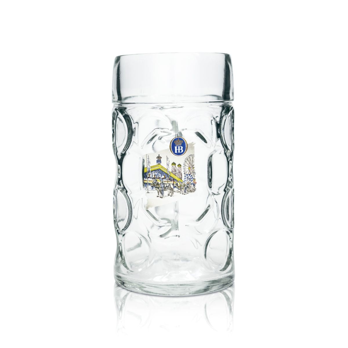 Verre à bière Hofbräu München 1 l, motif fête foraine, verre à bière Seidel