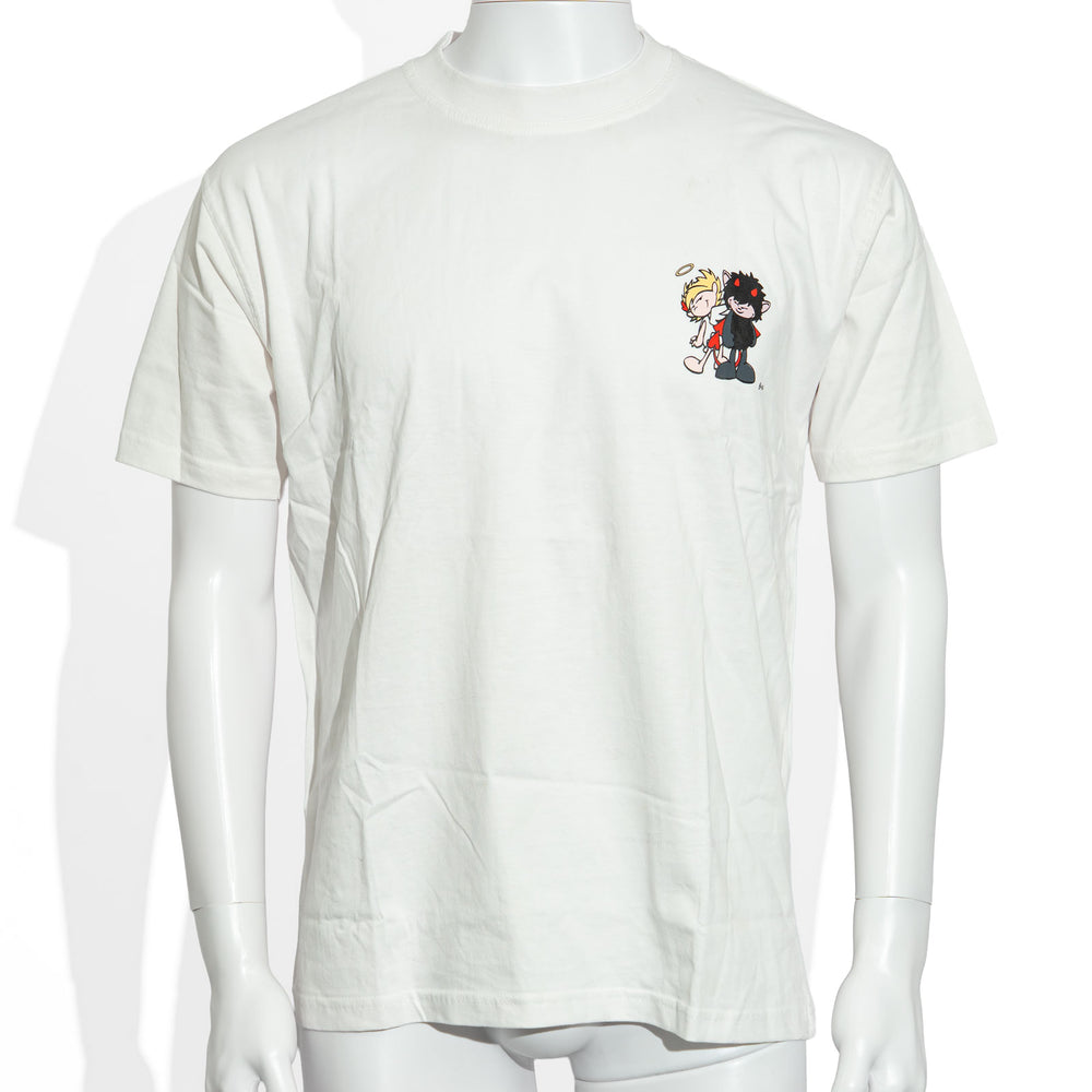 Verre à whisky « Höllensprudel » blanc, t-shirt en coton « Devil & Angel » de Nici
