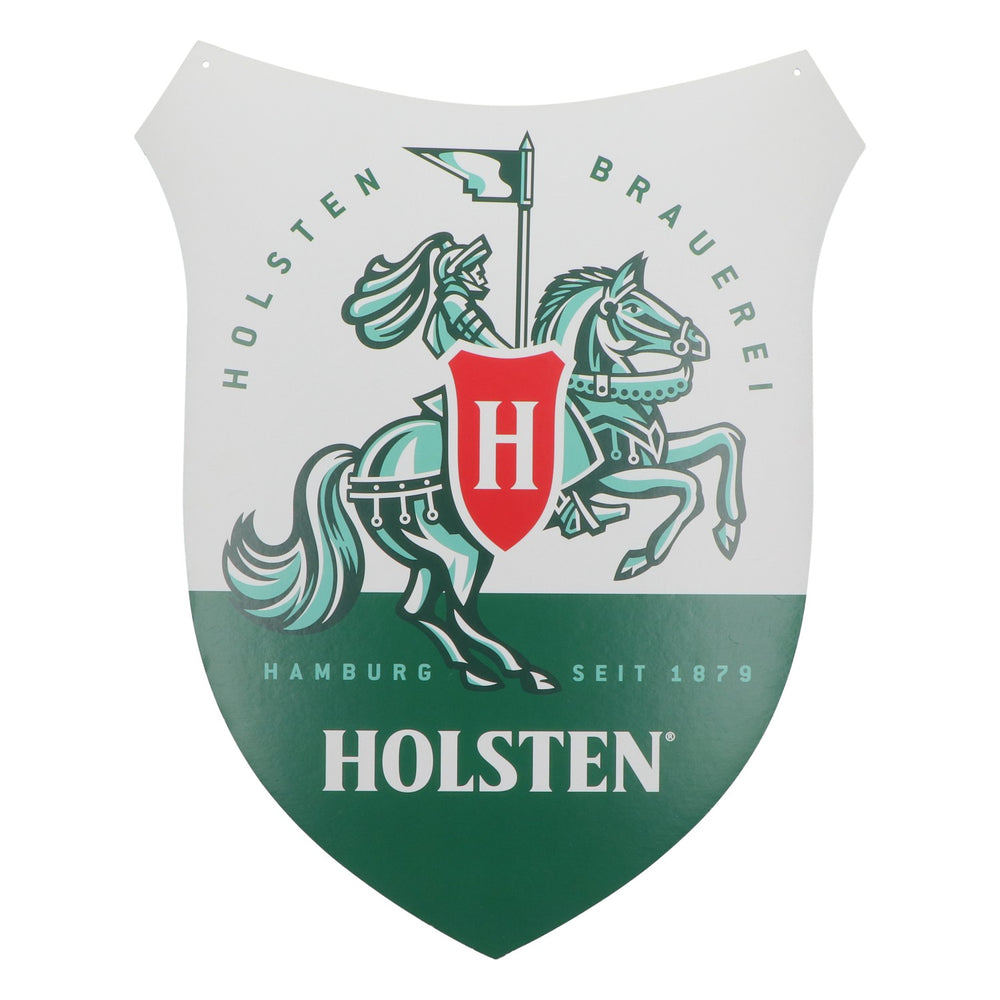 Panneau publicitaire Holsten Bier en carton avec blason, 55 x 44 cm, neuf, papier vert, enseigne lumineuse murale