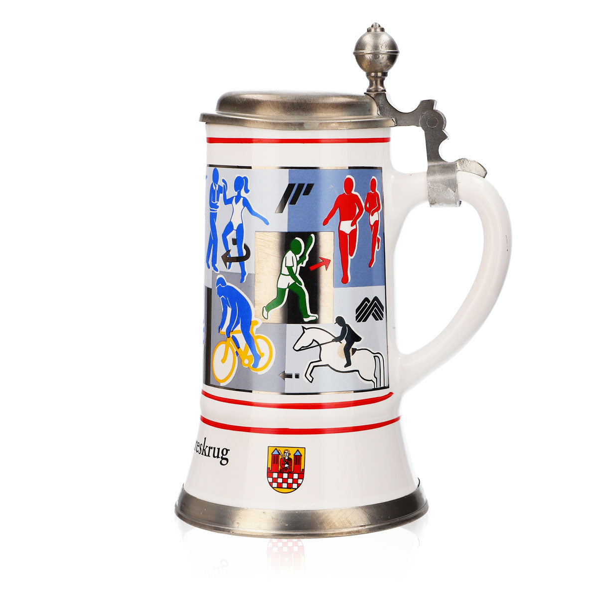 Verre à bière Iserlohner Chope annuelle 1997 Chope en grès Seidel Couvercle en étain 0,65 l Chope – Vue 5