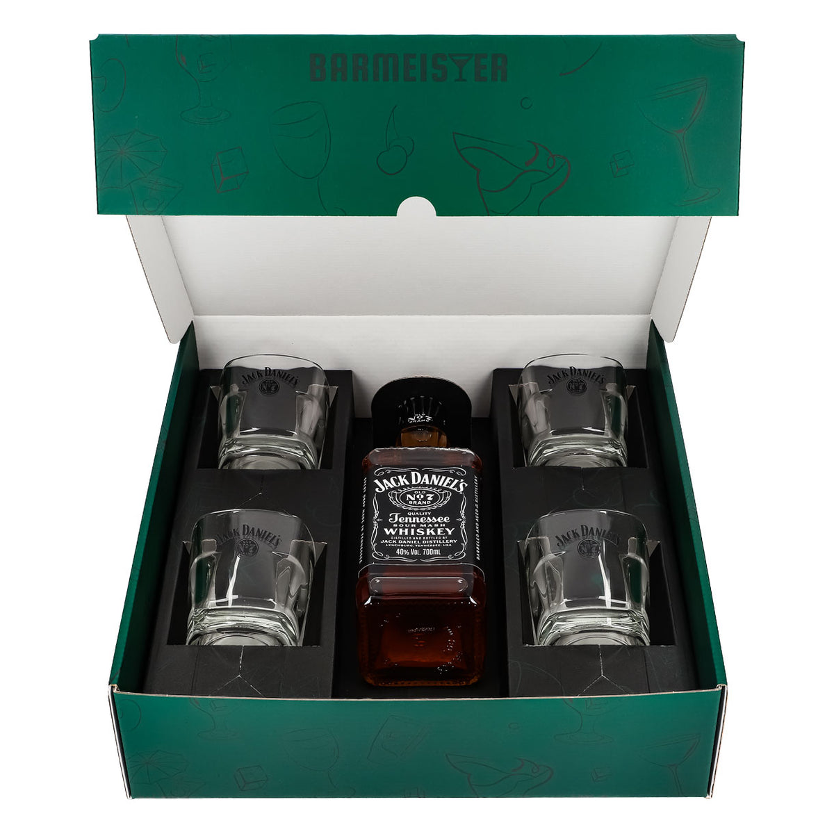 Jack Daniels Geschenkset 0,7l Flasche 40,0 % Vol. + Tumbler stapelbar–Grün – Ansicht 2