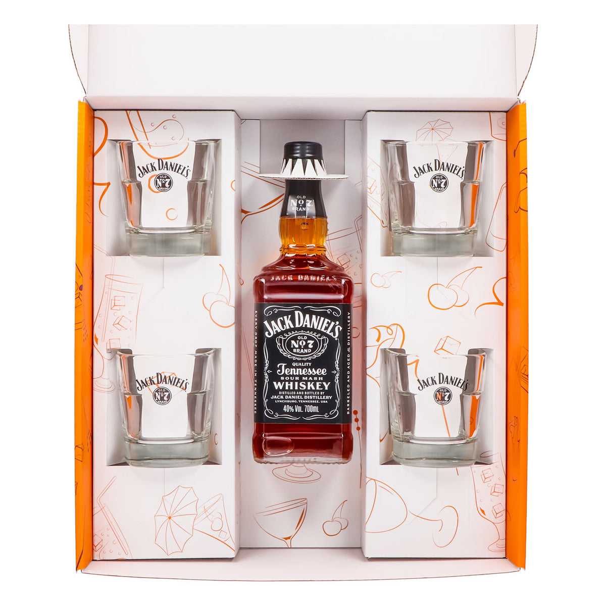 Jack Daniels Geschenkset 0,7l Flasche 40,0 % Vol. + Tumbler stapelbar–Orange – Ansicht 3