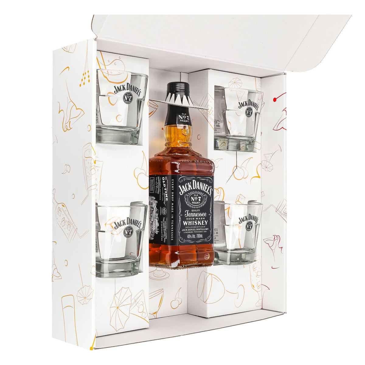 Jack Daniels Geschenkset 0,7l Flasche 40,0 % Vol. + Tumbler stapelbar–Weiß – Ansicht 4