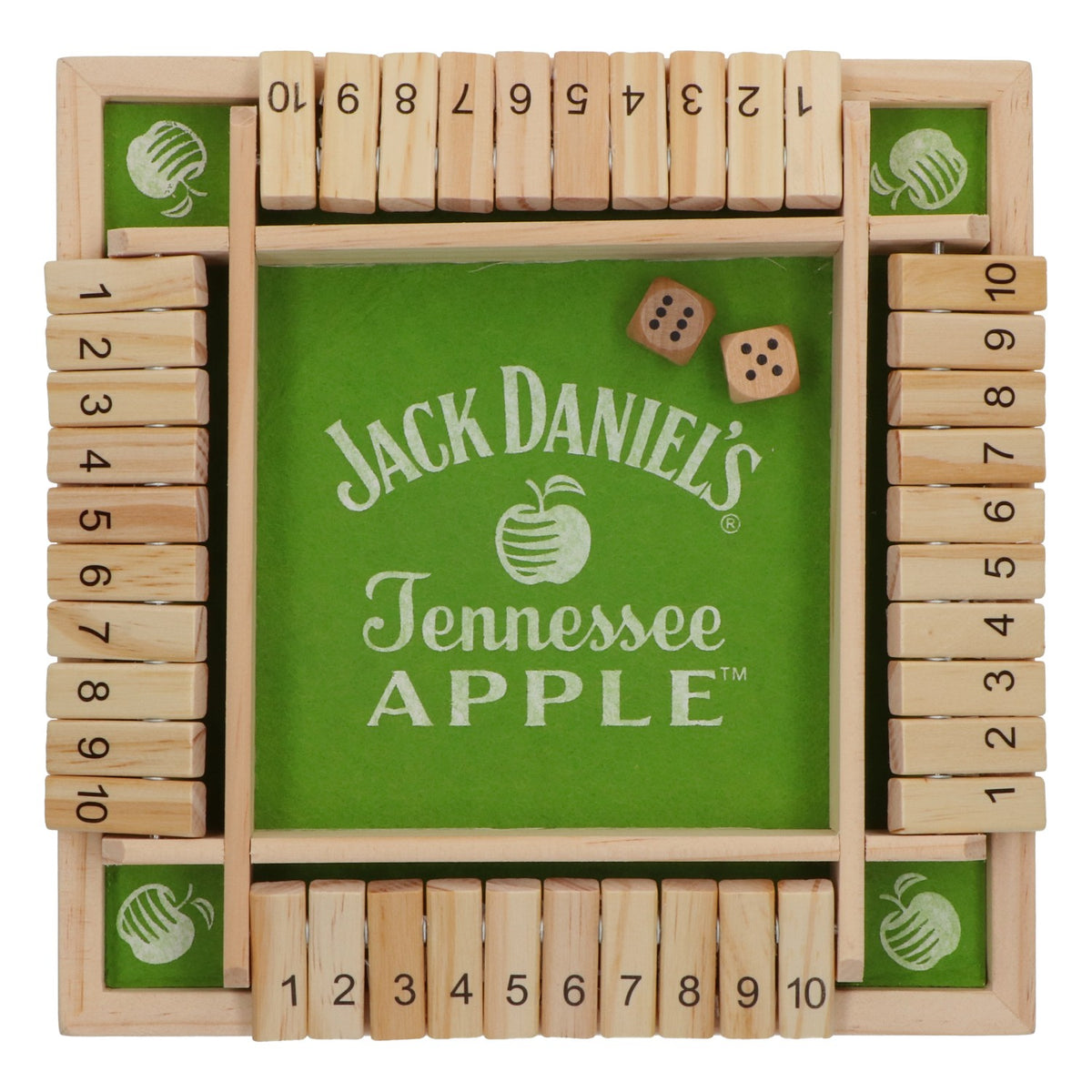 Jeu de société Jack Daniels Whiskey Soirée jeux entre amis Shut the Box Vert pomme