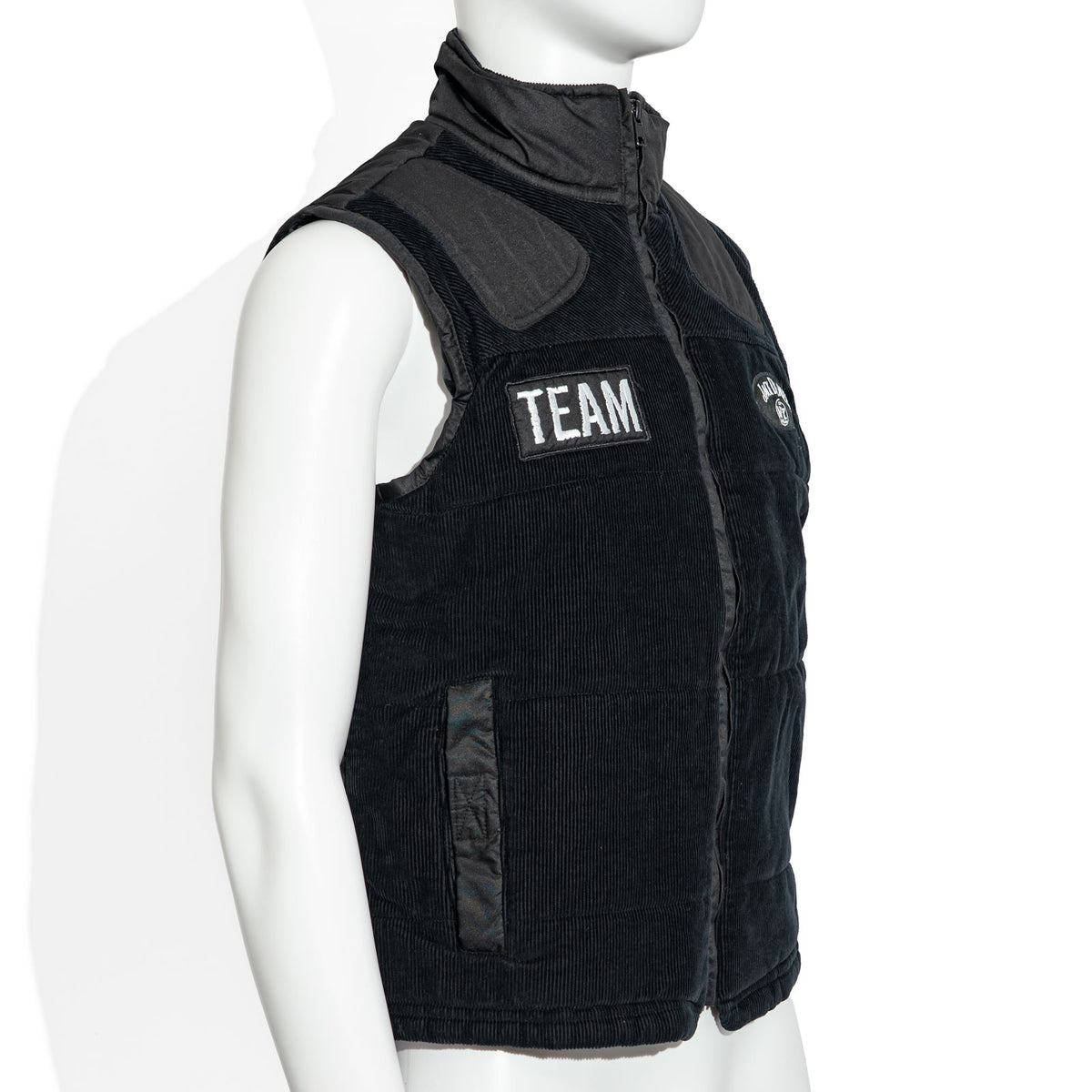 Gilet en tissu mélangé avec logo Jack Daniels en forme de poitrine sur un verre de whisky rond – Vue 2