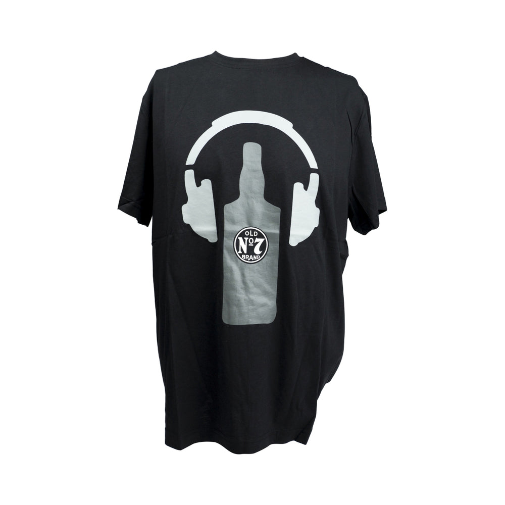 T-shirt Jack Daniels Whiskey T-shirt festival noir gris écouteurs homme L