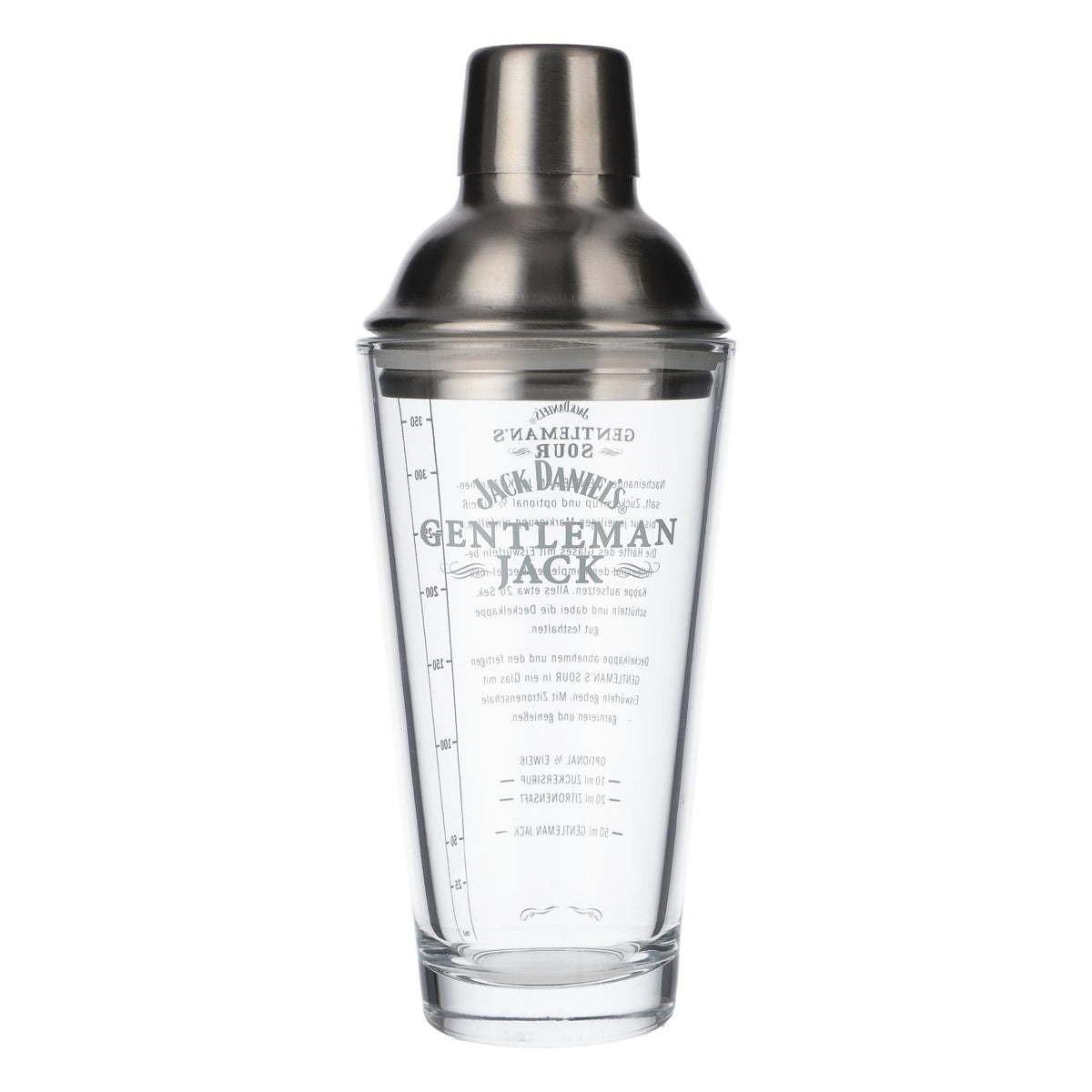 Jack Daniels Whisky Shaker en acier inoxydable / verre Shaker Accessoires de bar 0,4 l
