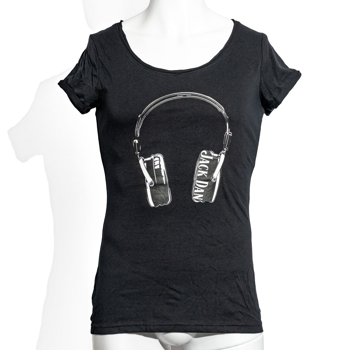 T-shirt Girly Jack Daniels Whisky Rocks Headphone logo blanc No7 taille M
