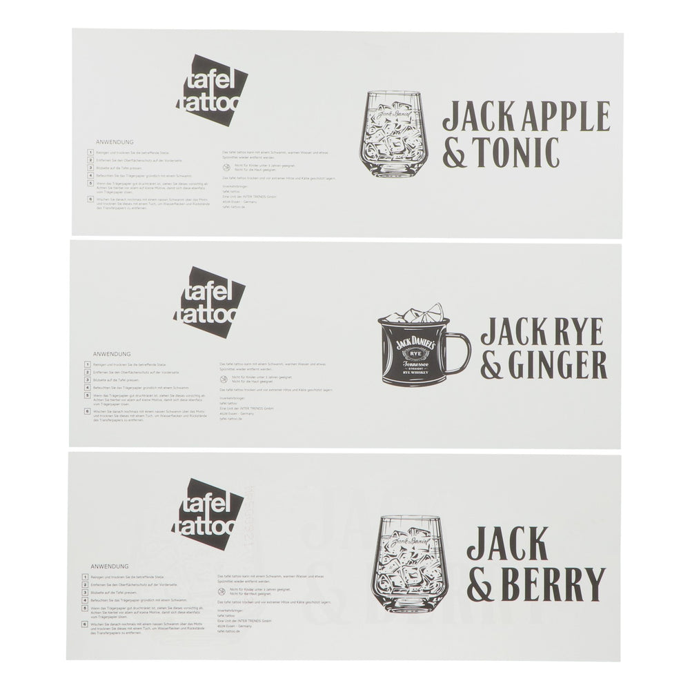 Tattoo de table Jack Daniels Whisky 40 x 15 cm « Jack & Berry » + verre