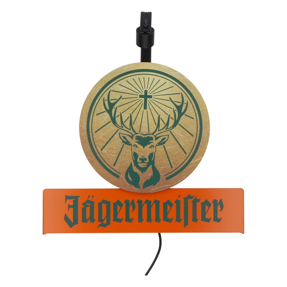 Enseigne lumineuse LED Jägermeister Liquor avec bloc d'alimentation et présentoir mural