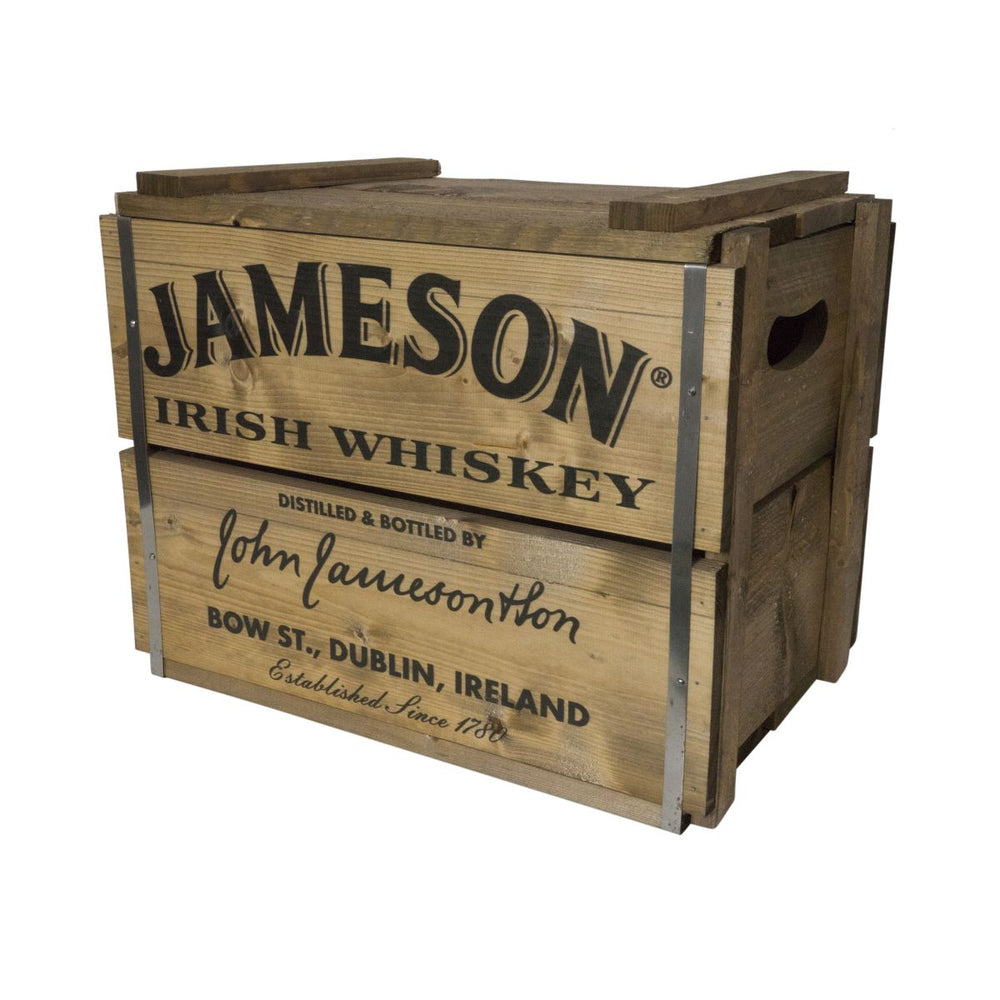 Jameson Whiskey Caisse en bois Couvercle rabattable 49x37x32cm Caisse de présentation Décoration Publicité