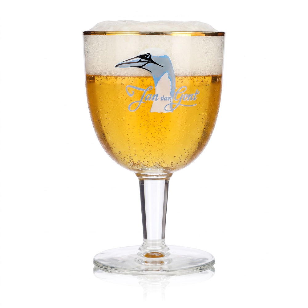 Verre à bière Jan van Gent 0,33 l, forme coupe, bord doré