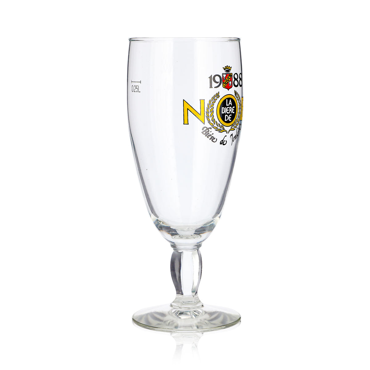 Verre à bière Jenlain, coupe 0,25 l, forme tulipe « Noël 1988 », pied carré – Vue 3