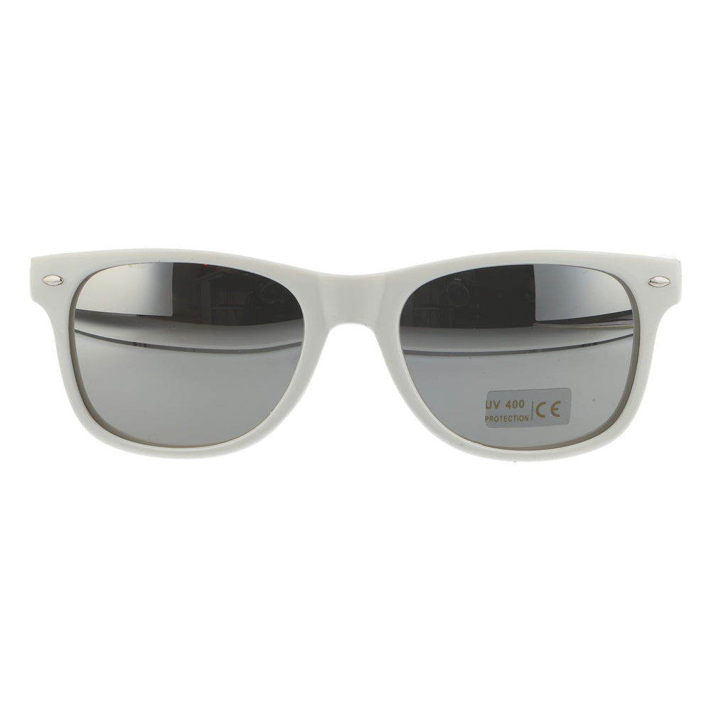Lunettes de soleil Jim Beam blanches, verres miroirs UV 400, style Wayfarer, article pour fans