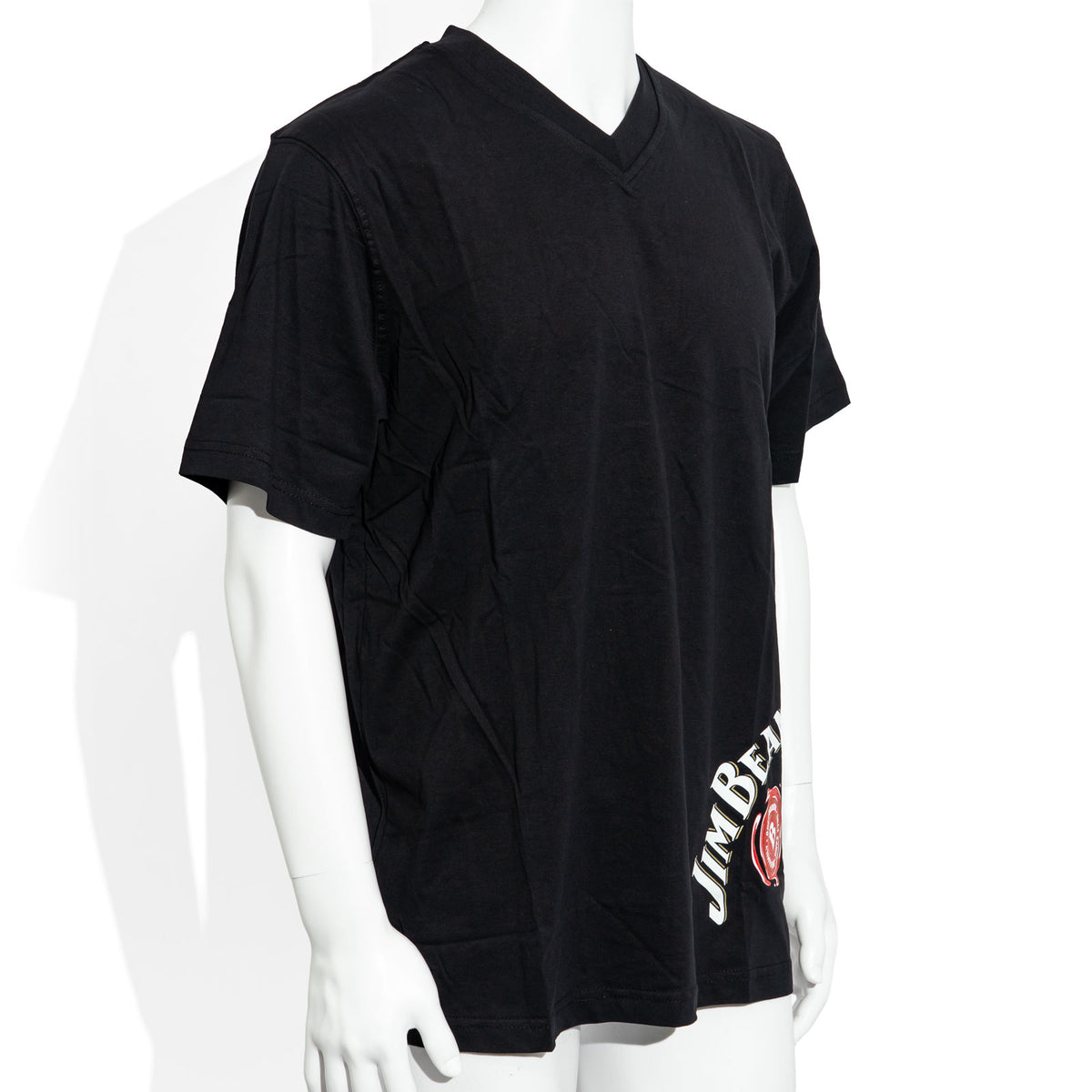 T-shirt Jim Beam Whiskey, encolure en V, logo en bas sur le devant, taille XL, noir, coton – Vue 2