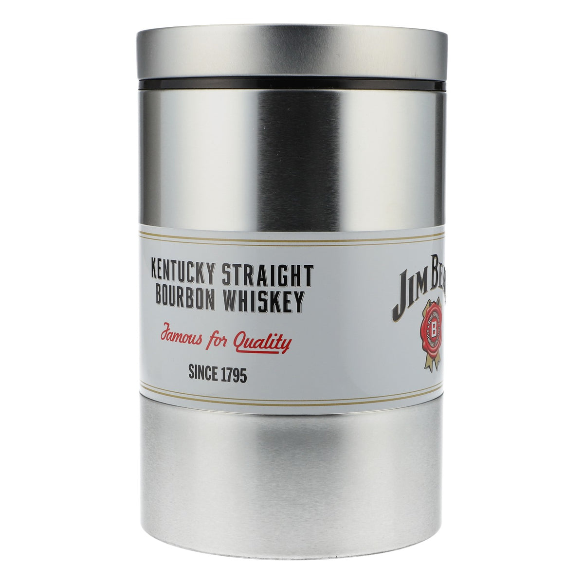 Jim Beam Whisky Refroidisseur de bouteille Boîte à bouteille Boîte argentée ronde – Vue 3