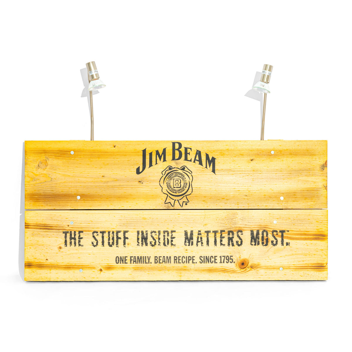 Jim Beam Whisky Enseigne lumineuse au néon Lampe publicitaire Panneau en bois véritable – Vue 2