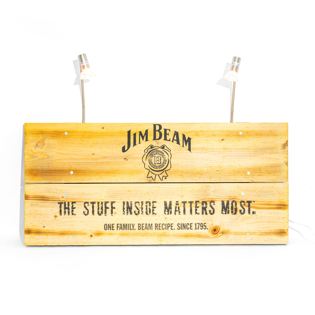 Jim Beam Whisky Enseigne lumineuse au néon Lampe publicitaire Panneau en bois véritable – Vue 3