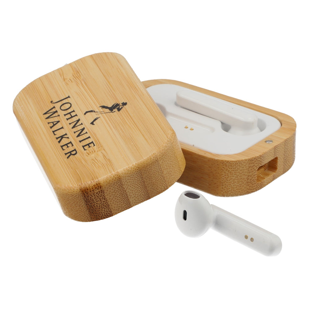 Écouteurs Bluetooth Johnnie Walker Whiskey dans un coffret en bois Câble de recharge