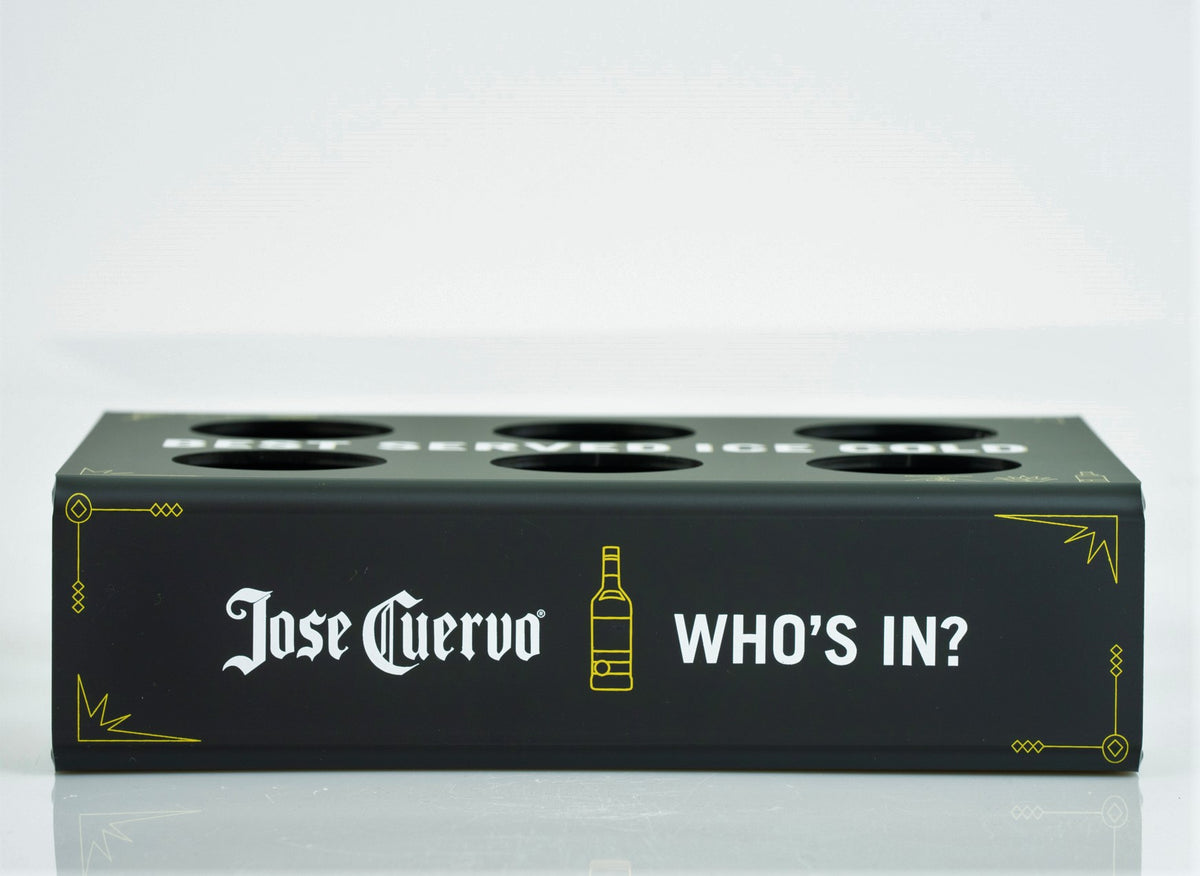 Jose Cuervo Tequila Plateau Plateau de service Plateau de serveur Bois véritable « Whos in ? » noir