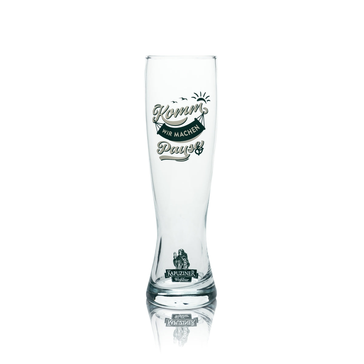 Verre à bière Kapuziner 0,5 l Verre à bière blanche « Komm wir machen Pause » (Allons faire une pause) Verres à bière blanche Hefe
