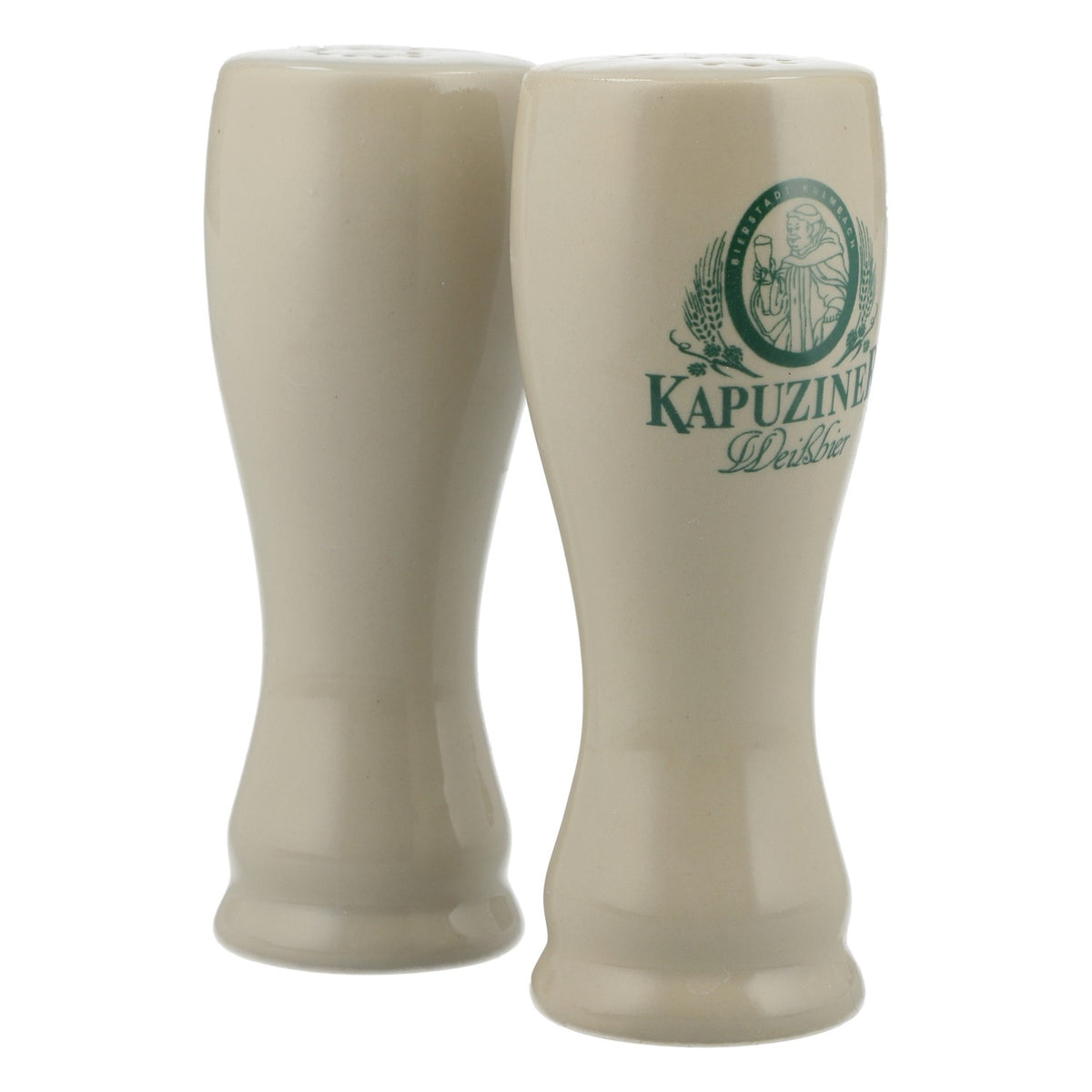 Ensemble de saupière et poivrière « Kapuziner » en céramique, motif verre à bière blanche – Vue 2