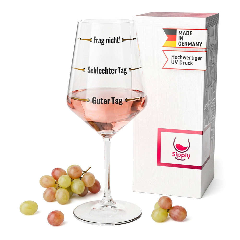 Verre à vin Sipply avec inscription « Ne pose pas de questions » – Mauvaise journée, bonne journée V1 0,5 l