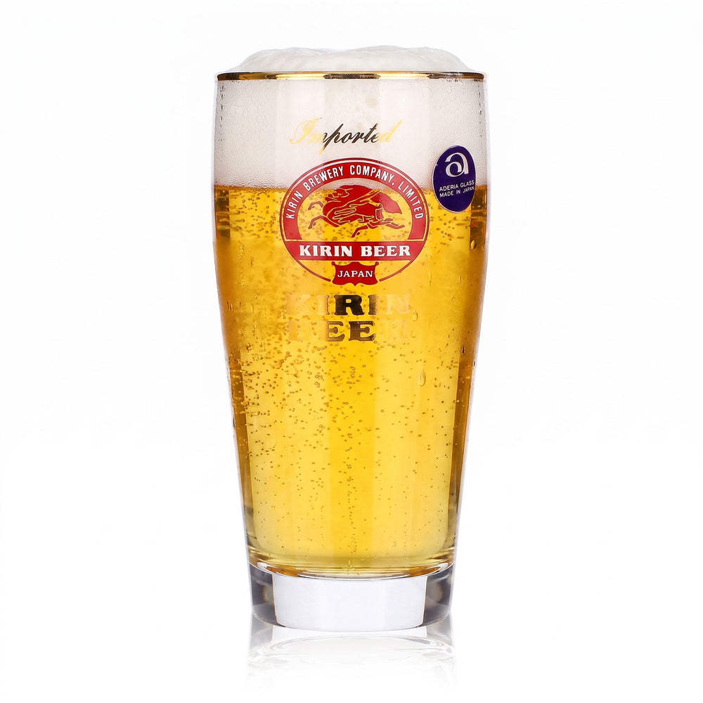 Verre à bière Kirin Ichiban, 0,25 l, bord doré, importé, inscription dorée