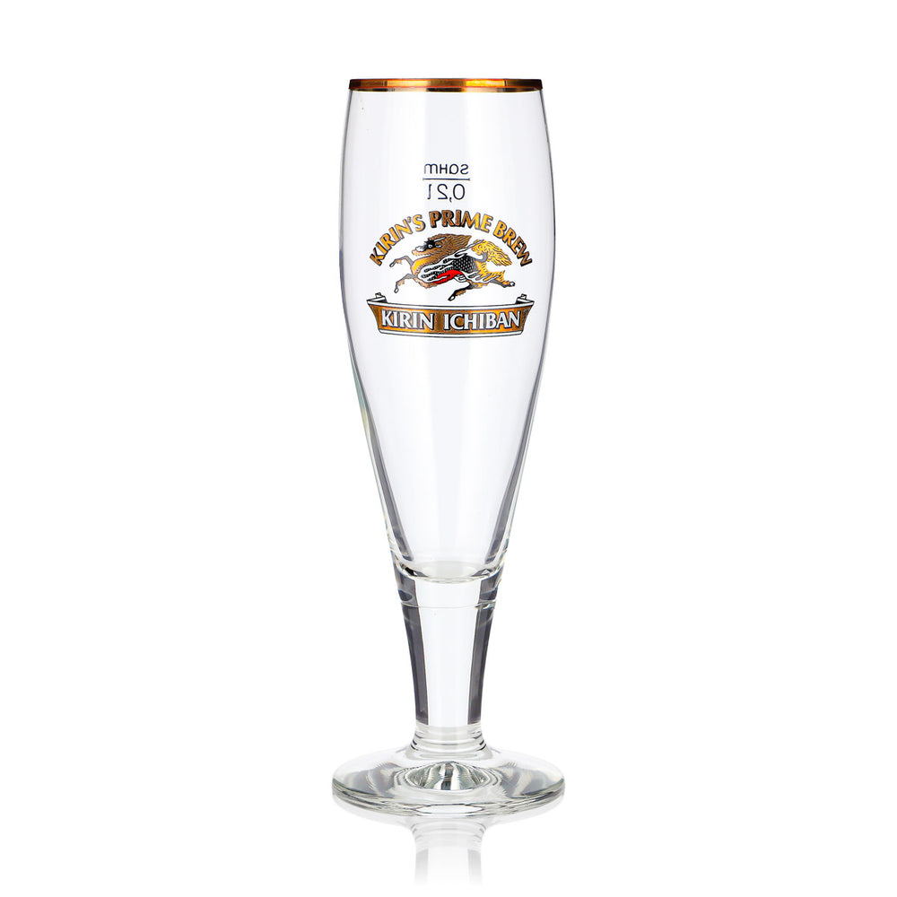 Verre à bière Kirin Ichiban 0,2 l, forme coupe, bord doré, Kirin's Prime Brew Sahm