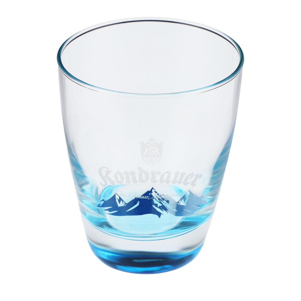 Verre à eau Kondrauer 0,26 l, fond bleu, montagnes bleues, verre de collection – Vue 4