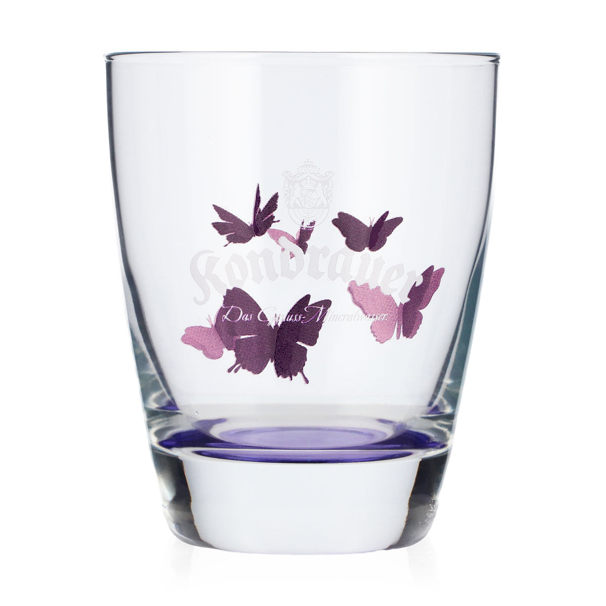 Verre à eau Kondrauer 0,26 l, fond violet, papillons, verre de collection