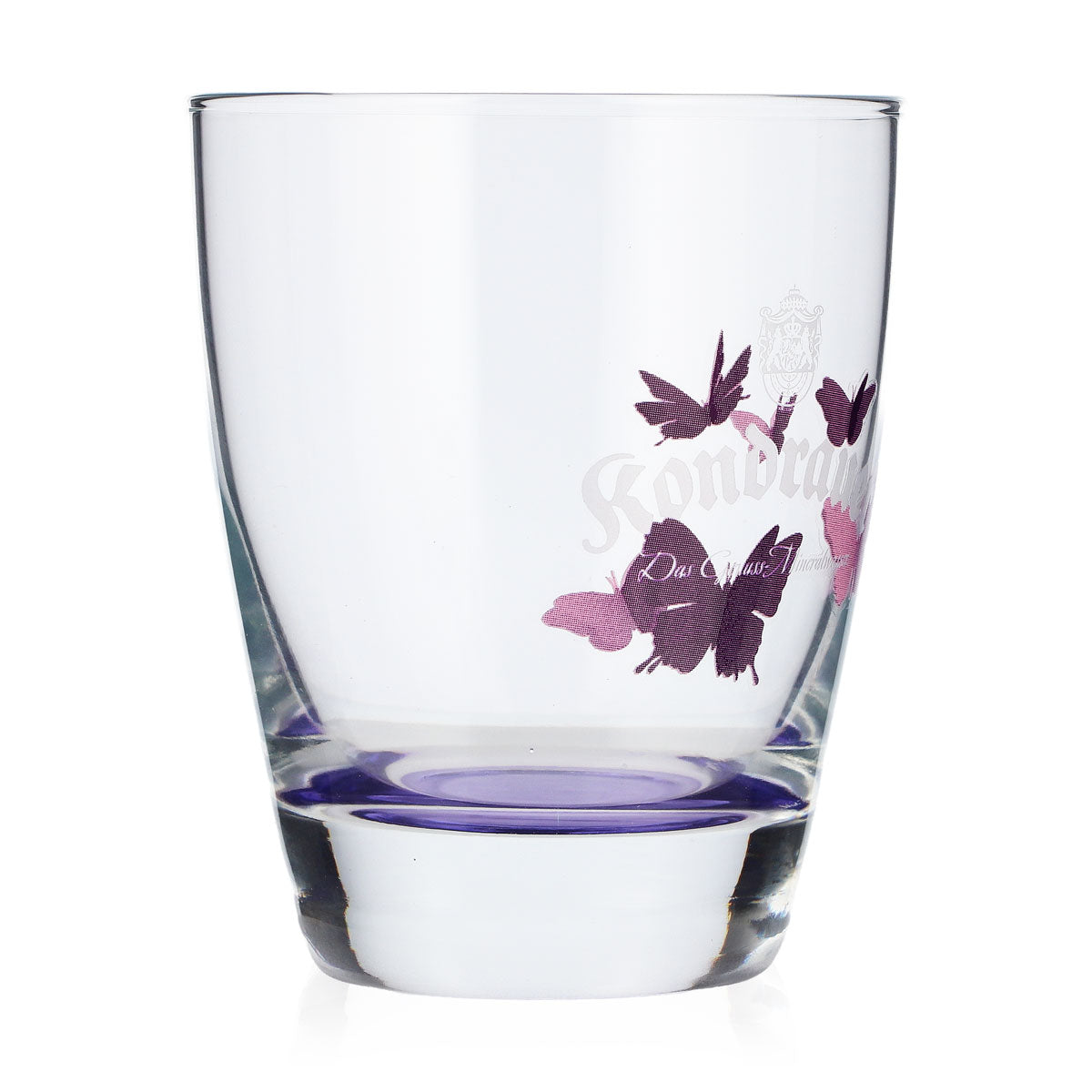 Verre à eau Kondrauer 0,26 l, fond violet, papillons, verre de collection – Vue 2