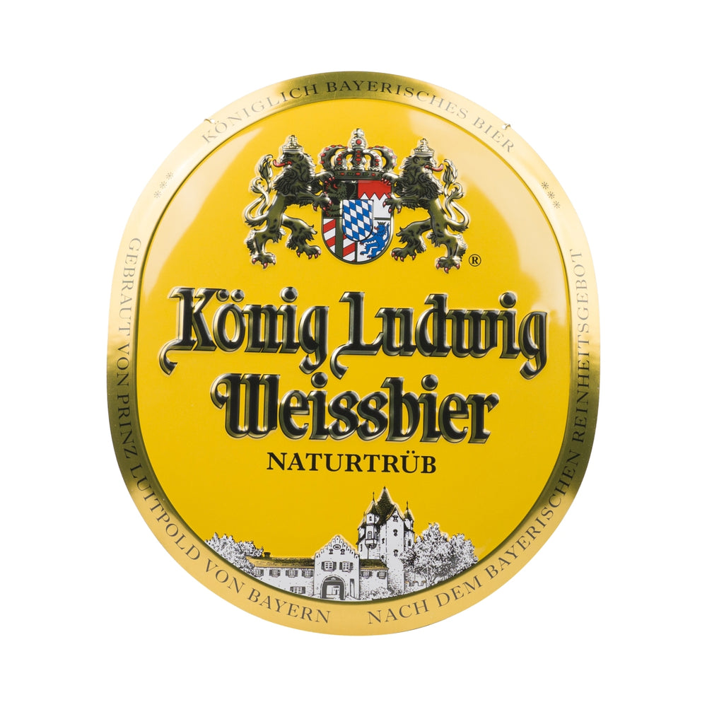 Panneau mural König Ludwig Bier 30 x 35 cm avec chaîne, plaque en émail