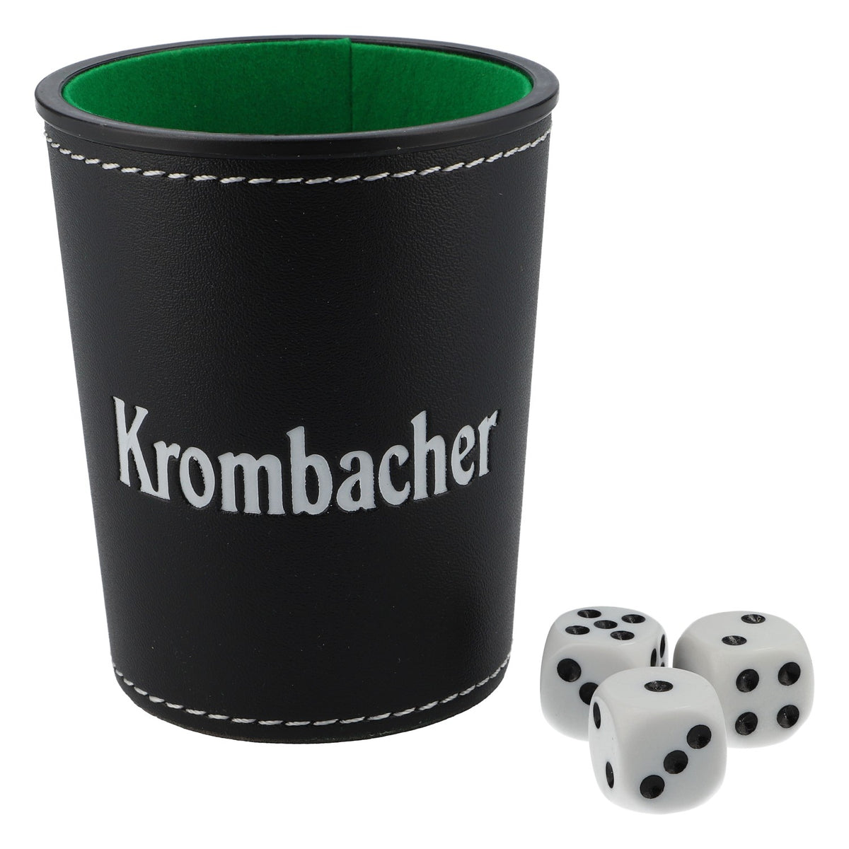 Verre à bière Krombacher noir avec 3 glaçons aspect cuir