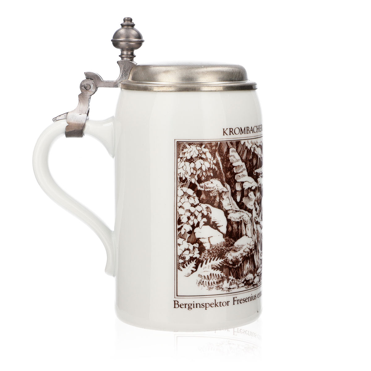 Verre à bière Krombacher Chope annuelle 1985 Chope en grès Couvercle en étain 0,6 l Chope – Vue 3
