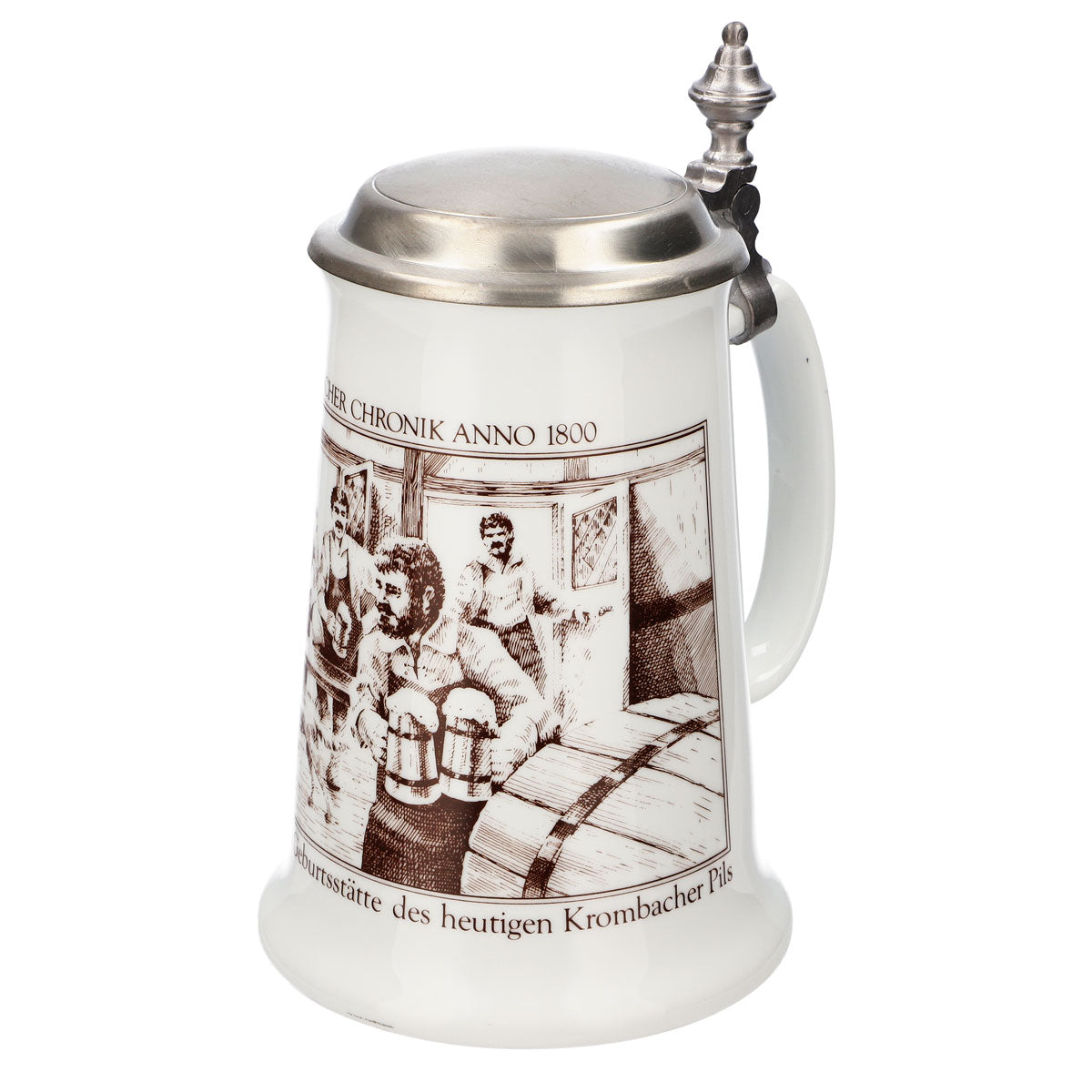 Verre à bière Krombacher Chope annuelle 1987 Chope en grès Couvercle en étain 0,9 l Chope – Vue 6