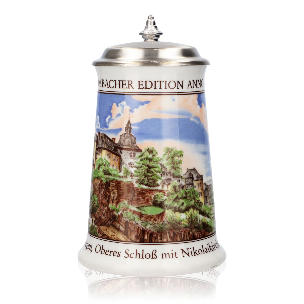 Verre à bière Krombacher Chope annuelle 1991 Chope en grès Seidel Couvercle en étain 0,9 l Chope