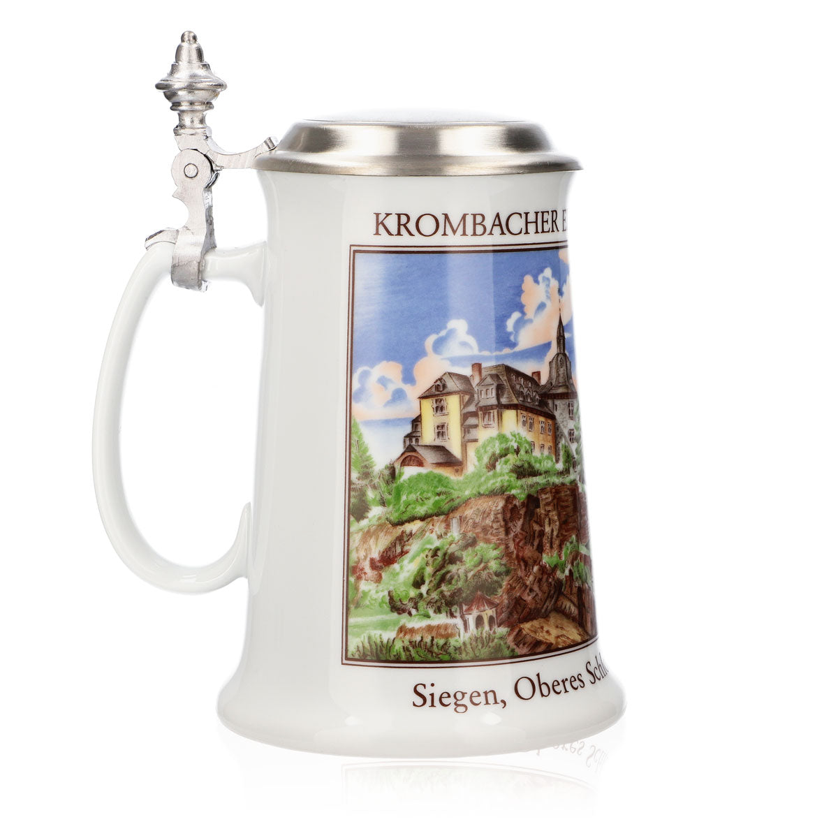 Verre à bière Krombacher Chope annuelle 1991 Chope en grès Seidel Couvercle en étain 0,9 l Chope – Vue 3
