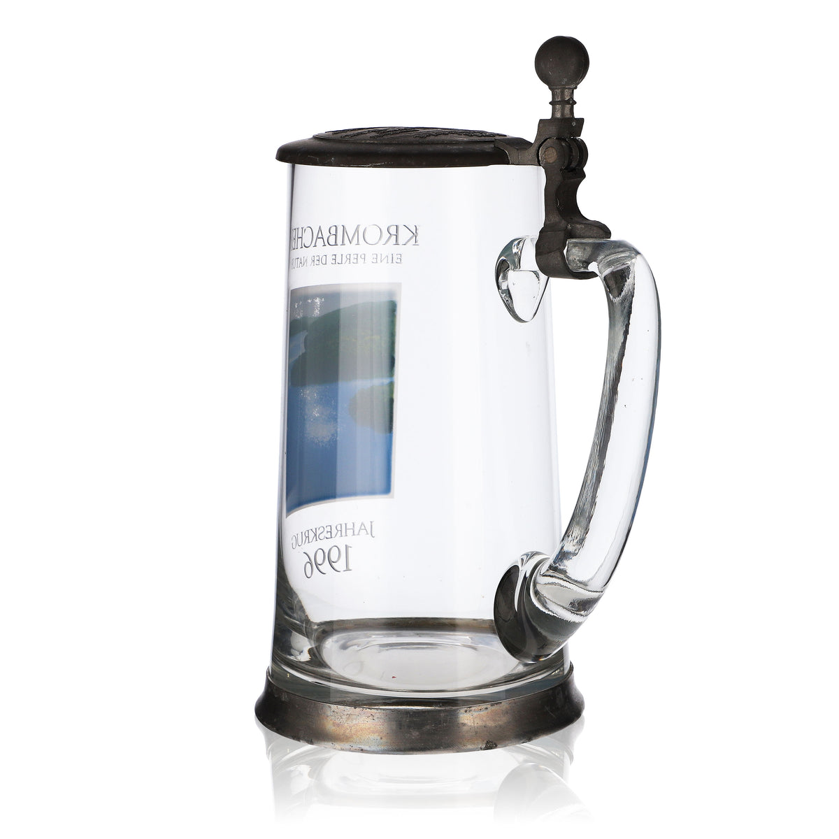 Verre à bière Krombacher Chope annuelle 1996 Verres Seidel Couvercle en étain 0,9 l Chope – Vue 4